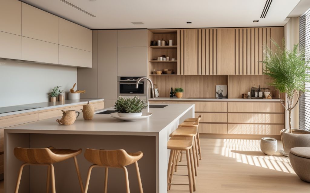 Cozinha planejada com ilha central